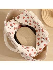 1 件可爱灯芯绒午餐手提袋，可重复使用的保温午餐盒，多功能防水防漏成人午餐手提冷藏袋，带拉链，适用于工作、野餐或旅行学校用品学校配件旅行配件教室整理袋家庭必需品，送给老师、朋友和家人的礼物，适合返校、圣诞节、情人节礼物情人节返校用品学校用品袋女士午餐袋野餐配件