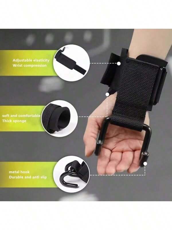 1 par de cintas de nylon para ginástica, pretas e minimalistas, com design de alça de pulso e gancho, antiderrapante para levantamento de peso, levantamento terra, flexões e treino de academia