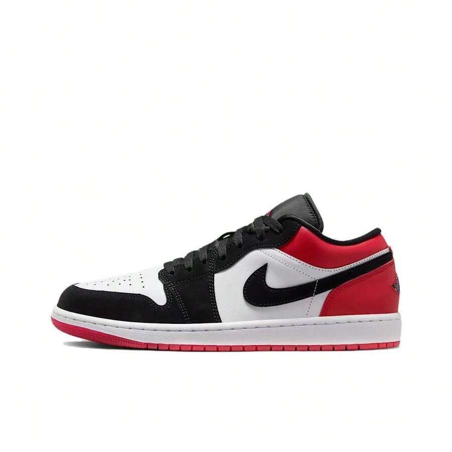 Nike Giày thể thao bóng rổ cổ thấp Jordan Air Jordan 1 Low "White Black Gym Red" thoải mái, chống trượt, bền, cổ thấp, cổ cao, dành cho cả nam và nữ - Đen và đỏ - Xem 1