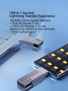 Lenovo 光碟BU200 1000MB/s極速傳輸 Type-C/USB3.2雙介面 手機電腦平板通用 大檔案秒傳 散熱防燙持久穩定 銀灰色 - 銀灰色 - 查看 5