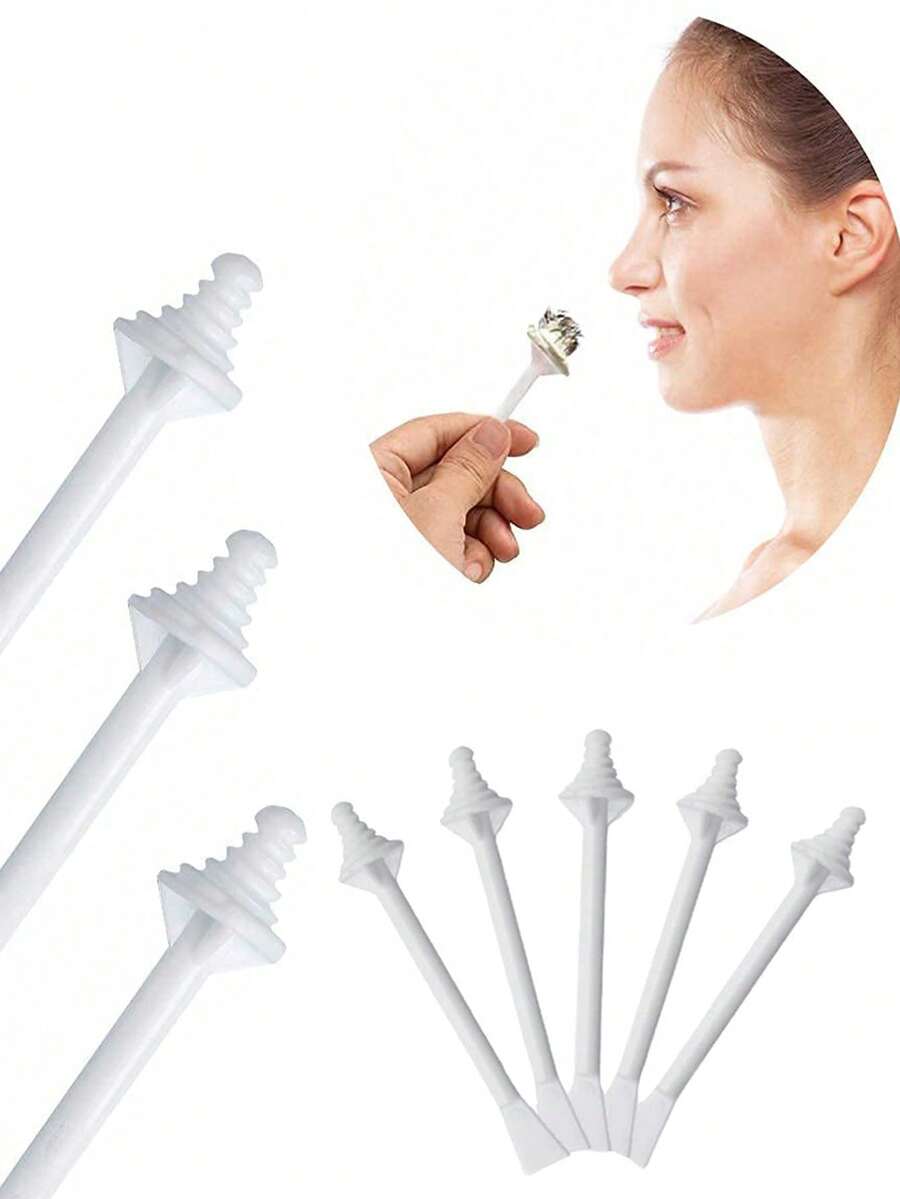 100 支鼻蜡棒，塑料鼻毛蜡涂抹棒，带一次性刮刀，适用于男士女士眉毛耳朵鼻毛脱毛