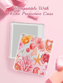 A Purely Beautiful, Fresh And Lovely Transparent Kobo Case, Transparent TPU Material Anti-Drop Protection Case Pink Elements Series Pattern, Suitable For Kobo E-Book Readers,Kindle Paperwhite (12th Gen) Romantic Gift