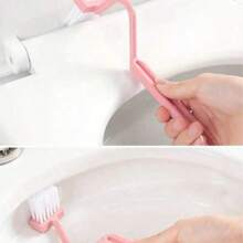 1pc V-Shaped Toilet Brush: V-Shaped Toilet Brush, Small Toilet Brush, No-Dead-Angle Cleaning Brush, Household Bathroom Toilet Cleaning Tool, Rotatable Toilet Bend, Wall-Mounted (Random Color)