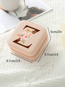 1pc Travel Jewelry Box,Monogram Gift Boxes,Bridesmaids Gifts Jewelry Case,Personalized Floral Jewelry Case,Travel Jewelry Box Wedding,Jewelry Box Necklace,Jewelry Box Earrings,Jewelry Box Mini,Travel Essentials Travel Accessories Travel Bag For Vacation Holiday Back To School School Stuff Jewellery Box Jewelry Organizer - Multicolor - View 29