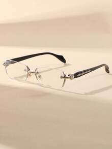 男士钻石边缘金属奢华时尚透明眼镜，适合日常佩戴、学习、看电视、玩电脑游戏