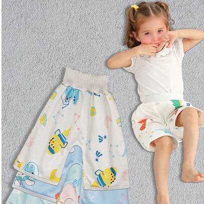 1 件防水防漏婴儿如厕训练裤/裙，透气柔软材质，可水洗可重复使用，适合婴儿