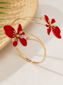 1 件合金双头珐琅花卉袖口手链，简约优雅的时尚配饰，适合母亲节礼物、派对、宴会和日常佩戴