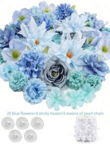 1pc Monochrome Series Floating Artificial Flowers Curtain, Creative Photography Prop, Indoor Outdoor Floral Decor, Plastic Fake Flower Petals Waterfall, Romantic Wedding Backdrop, 3-10cm Random Size, Decoration Material Pack