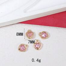 1 pieza/4 piezas/6 piezas Colgante con borde en forma de corazón y circonita, Colgante con dije colorido para pulsera DIY, collar, decoración de joyería