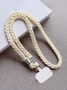 1 dây đeo chéo có thể tháo rời họa tiết 3 sợi bện, có thể thay thế cho ốp điện thoại - Màu be - Xem 6