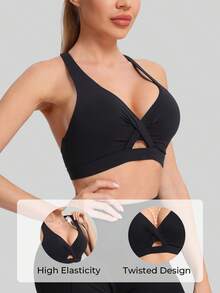 MathCat Classic Knit Yoga Bra, Women's Open Back Sports Bra, I-Back Sports Bra - màu đen - Xem 2
