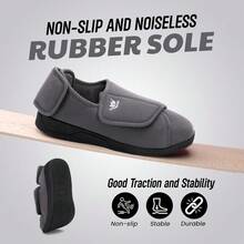 Local Delivery Women's Diabetic Slippers For Lymphedema And Swollen Feet Indoor And Outdoor Hook And Loop Non Slip House Shoes - Grey - View 4