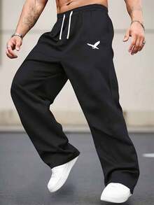 男士宽松阔腿裤，夏季休闲简约印花训练健身跑步户外休闲裤，松紧腰带，抽绳和口袋，耐用，适合跑步、高尔夫、钓鱼、篮球、露营、健身房、游泳和海滩，是送给丈夫或男朋友的绝佳礼物