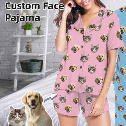 1pc, Anniversary Gift Set, Customized Casual Set, Party Outfit, Customized Loungewear/Pajamas, Suitable For Family Of 3, Matching Family/Couple/Pet, Family Gathering Pajama Party, Birthday/Anniversary/Thanksgiving/Graduation Gift, Valentine's Day/Halloween/Christmas/New Year, Gift For Boyfriend/Girlfriend/Husband/Wife/Parents/Teacher