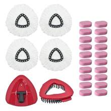 4Pcs Mop Heads Replacements For O-Cedar,1 Scrub Brush 1 Mop Base And 20Pcs Floor Cleaner Combo Set Compatible With Ocedar