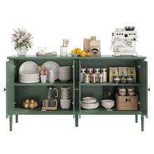 59" Buffet Cabinet With Storage, Modern Sideboard With 4 Doors And Adjustable Shelves, Credenza Coffee Bar Cabinet For Dining Room, Kitchen, Or Living Room, Green - màu xanh lá - Xem 6