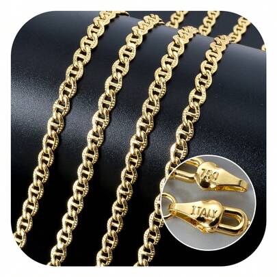 14k Gold Plated Copper Cuban Chain Necklace, Retro Hip Hop Street Style Unisex Everyday & Party Wear Fashionable Accessory