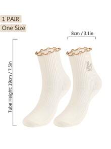 Women Cotton Super Thin Frilly Ruffle Socks Boat Socks Ankle Short Socks - 白色 - 查看 2