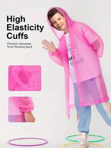 1 stuk herbruikbare regenjas met capuchon voor jongens en meisjes - casual, lange mouwen, outdoor regenponcho