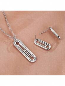 Set de 3 piezas de joyas: aretes y collar, joyería de boda versátil y de moda como regalo para mujeres - conjunto de collar y aretes - Ver 2