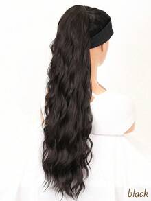 24 Inch (Approx. 60.9cm) Long Chocolate Brown Wavy Ponytail Extension, Natural-Looking Synthetic Heat Resistant Drawstring Curly & Wavy Ponytail, Suitable For Daily And Holiday Wear - Chocolate Brown - View 4