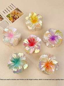 6pcs/1pc Colorful Plumeria Claw Hair Clips, Vintage Floral Side Clip Hairpin, Elegant, Minimalist, Versatile Hair Accessories, Suitable For Daily, Party, Work, Travel, Mother's Day Gift For (There Are Small Scratches And Friction On The Bright Surface, Which Is Normal And Not A Quality Issue.), Beach Accessories, Claw Clip Fall Winter Flower For Vacation Outfits Woman - Multicolor - View 4