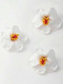 3 件芙蓉花夏威夷派对夏日派对 DIY 装饰人造花草裙舞女孩头饰花（白色）、爪夹、发夹、发夹、发夹、发夹、学校用品 - 彩色 - 查看 4