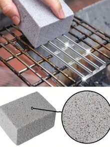 1 Set Stainless Steel Grill Grate With Scraper | Grill Rack, Oven Rack And Cooking Grill Cleaning Stone Cleaning Brush, Suitable For Powerful Grill Cleaning, Post-Grilling Cleaning, Fit For Camping Grill Plate Grate Grill Dirt Removal, Rust Iron Plate Cleaner Used For Cleaning Anti-Rust Grill, Smoker And Kitchen Deep Cleaning Tool - Essential Outdoor Cooking Accessory - Multicolor - View 2