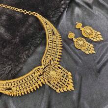 3pcs Bridal Jewelry Set: Necklace & Earrings, Middle Eastern Style Jewelry Set For Women