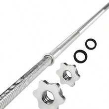 480LB Standard Straight Barbell 60 EZ Curl Bar 47 Weight Bar 1 Diameter Star Lock Collars Rubber Ring For Deadlifts Squats - A.1"StraightBarbell-Chrome - View 2