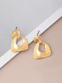 1 Pair Minimalist Vintage Geometric Asymmetrical Trapezoid Exaggerated Earrings, Elegant And High-End Design Suitable For Daily Wear For Women