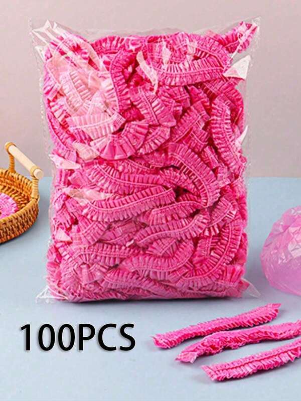 10/50/100 piezas Gorro de ducha transparente desechable de plástico para mujeres, accesorio esencial para hotel y viaje, usado para cuidado profundo del cabello y limpieza, decoración del baño del hogar