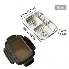 1 件装多格 304 不锈钢午餐盒，带透明盖，便携式分隔便当盒，带有可爱熊图案，保温午餐盒，大容量防漏水果沙拉食品储存容器，带 2/3 个隔层，适合学生和成人在家中、学校、宿舍、办公室、户外露营、野餐、旅行、上学时使用 - 彩色 - 查看 24