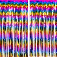 10pcs Rainbow Foil Fringe Curtain, Rainbow Party Decoration, 3.3x6.6ft Metallic Tinsel Backdrop, Holiday Photo Props Background, Suitable For Birthday, Wedding, Engagement, Bridal Shower, Unicorn Theme, Back To School, Valentine's Day And More Occasions - Multicolor - View 1