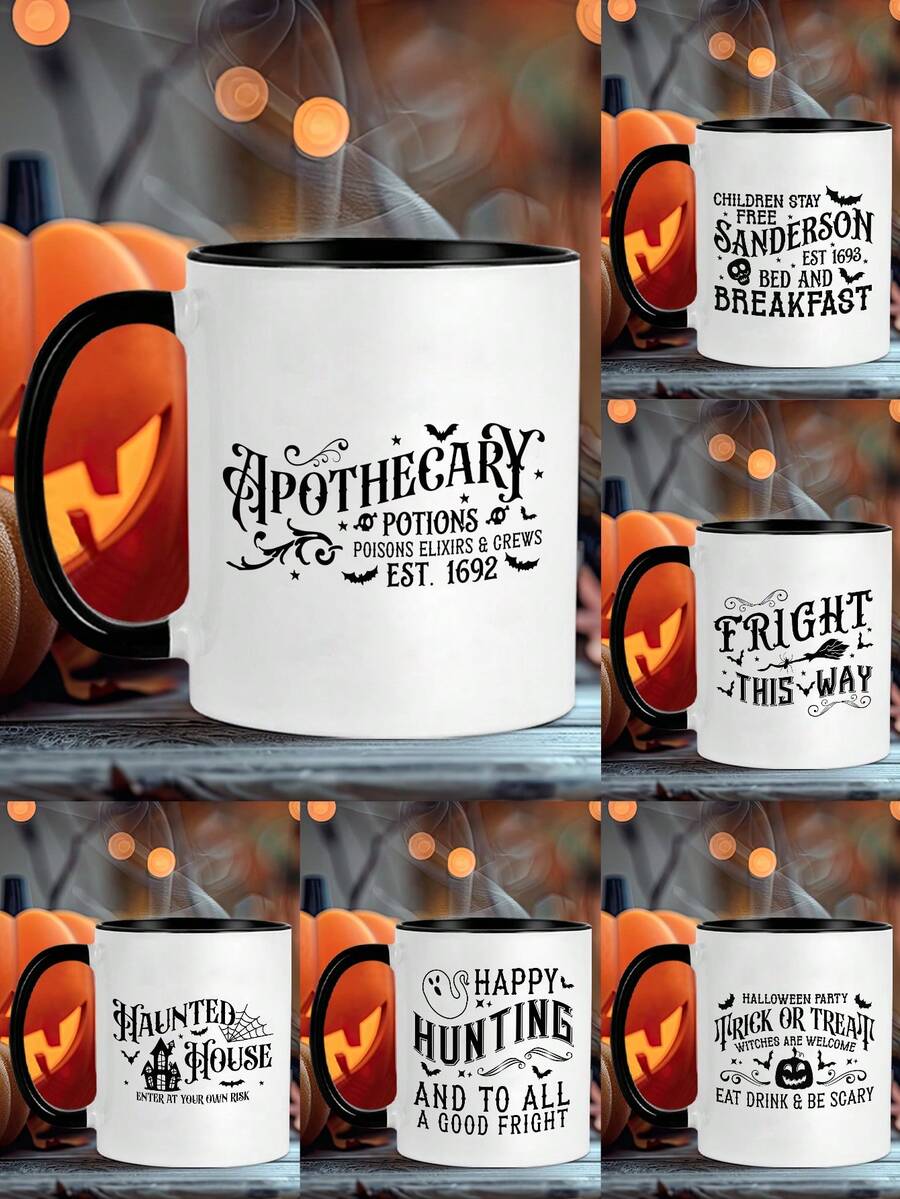 1 Peça Caneca de Café de 11 Onças com Desenho Animado de Halloween, Reutilizável e Durável, Presente Perfeito para Crianças e Adultos, Ótimo para Guloseimas de Halloween e Pausas para Café