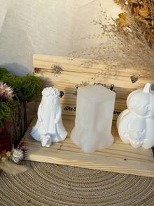 1 PIEZA Molde de silicona de fantasma para niños/niñas, molde creativo de vela de fantasma de Halloween para decoración del hogar, regalo, ornamentos, molde de yeso para manualidades, molde de fundición de resina epoxi - Blanco - Ver 10