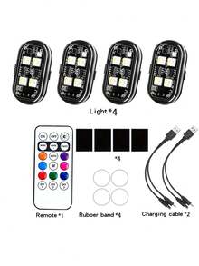 1/2/4 件摩托车飞机灯，酷炫摩托车装饰灯 RGB USB 充电 LED 汽车导航灯 - 彩色 - 查看 15