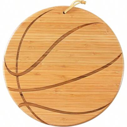 Tábua de Corte e Tábua de Charcutaria em Formato de Basquete de Bambu, Ótimo Presente para Fãs de Basquete, Bandeja de Pizza de Bambu, Tábua de Pizza Premium com Alça, Tábua de Servir Pizza Natural de Madeira, Tábua de Corte para Pizza Caseira, Cortar Frutas, Vegetais, Pães, Queijos e Tábua de Servir, Suprimentos de Cozinha Acessórios de Cozimento