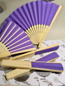 Quạt giấy thiệp mời đám cưới màu trắng in tên/logo tùy chỉnh, quạt giấy DIY màu trắng cổ điển, phong cách Poetcore, Forever Love, quà tặng cá nhân hóa, quà đáp lễ đám cưới - Màu tím - Xem 5
