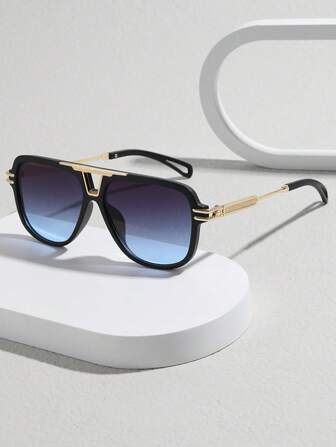 1pc Men's Metal Decorated Fashion Glasses, Oversized Frame, Outdoor Beach Shades Beach Accessories Glasses Shades For Summer Beach Vacation,Outdoor,Travel