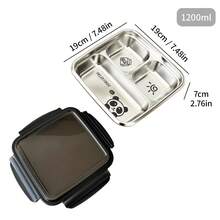 1 件装多格 304 不锈钢午餐盒，带透明盖，便携式分隔便当盒，带有可爱熊图案，保温午餐盒，大容量防漏水果沙拉食品储存容器，带 2/3 个隔层，适合学生和成人在家中、学校、宿舍、办公室、户外露营、野餐、旅行、上学时使用 - 彩色 - 查看 14