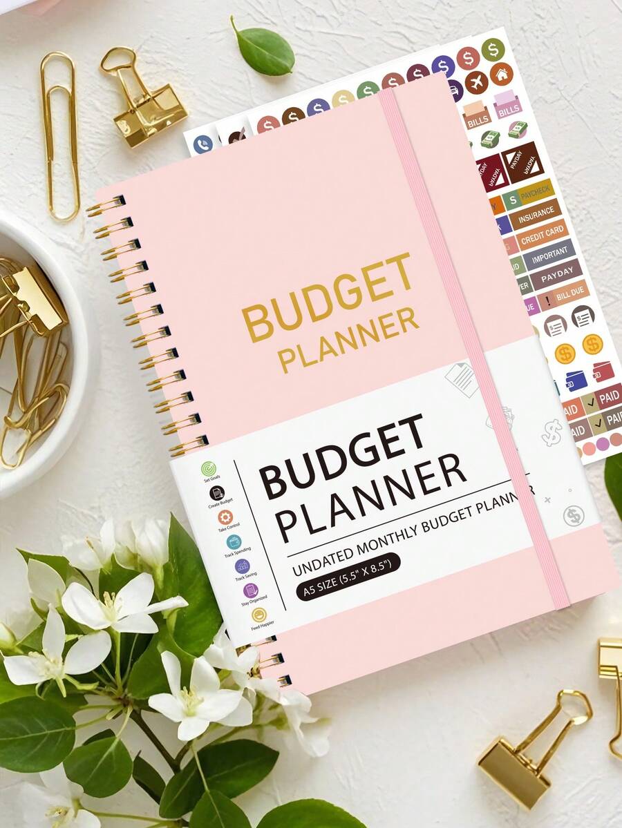 1pc Budget Planner, Simple Daily Weekly Monthly Budget Planner With Expense Tracker And Financial Analysis, Easy To Start, PINK Undated Financial Budget Planner With Period Goals, Back To School Supplies, Office Supplies - Nhiều màu - Xem 1