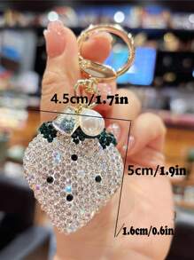 1 Pc Bling Rhinestone Strawberry Keychain Accessories, Cherry Handbags Purse Keychain Decoration Pendant Charm Car Accessories Cute Goth Y2k