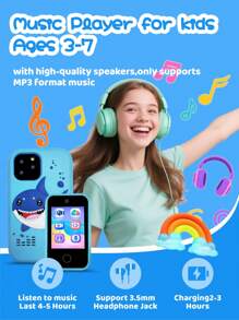 Smartphone per bambini per ragazze e ragazzi, regalo di compleanno per ragazze di età compresa tra 3 e 10 anni, giocattolo telefono cellulare per bambini, schermo touch da 2,8", telefono giocattolo per apprendimento e gioco per bambini piccoli con fotocamera doppia, giochi e lettore musicale