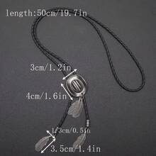 1pc Vintage Western Cowboy Bolo Tie, Fashion Necklace Cord Accessory Set - Multicolor - View 2