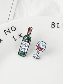 2 piezas/set Broche para botella de vino y copa de copa, accesorio versátil y casual - Multicolor - Ver 3