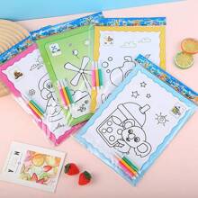 1 幅创意水彩画，图案多样，随机呈现，激发无限想象。每幅作品都包含色块，色彩丰富鲜艳。DIY 手工上色让绘画过程充满乐趣，适合青少年及各年龄段的绘画爱好者。只需浸入水中即可开始创作，这不仅是一场游戏，更是一段艺术之旅。图案随机发货。