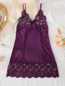 Conjunto de 2 peças de lingerie sexy de renda e malha para mulheres, para uso diário e parceiro sedutor