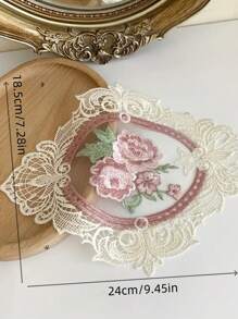 2 Stück Retro Bestickter Spitzen Untersetzer - Nordischer Stil Dreidimensional Bestickter Rose Untersetzer, 100% Polyesterfaser, hitzebeständend, dekorative Tischdecke, geeignet für Heim-Küchen-Dekoration und Foto-Hintergrund, Fotografie-Requisiten, Applikations-Accessoires DIY.