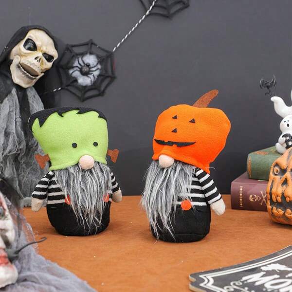 1pc-Halloween Decorations: Cute Pumpkin Monster Hat, Faceless Old Man Figurine, Rudolph Dwarf Doll